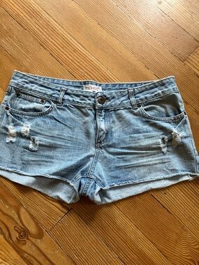 BONGO Light Blue Distressed Denim Jean Shorts for Women vintage